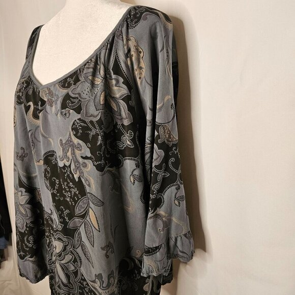 Free For Humanity Size XL Made In Italy Gray Lagenlook 3/4 Sleeve Top Pullover - Picture 2 of 8